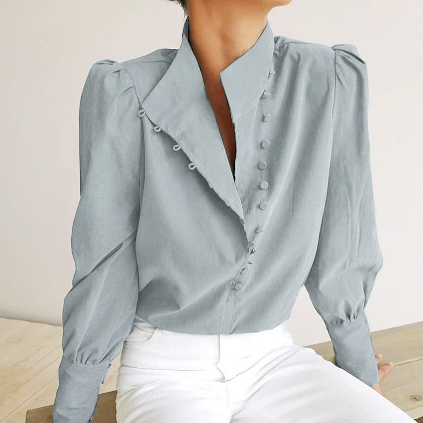 Dymph | Classy Button Front Long Sleeve Blouse