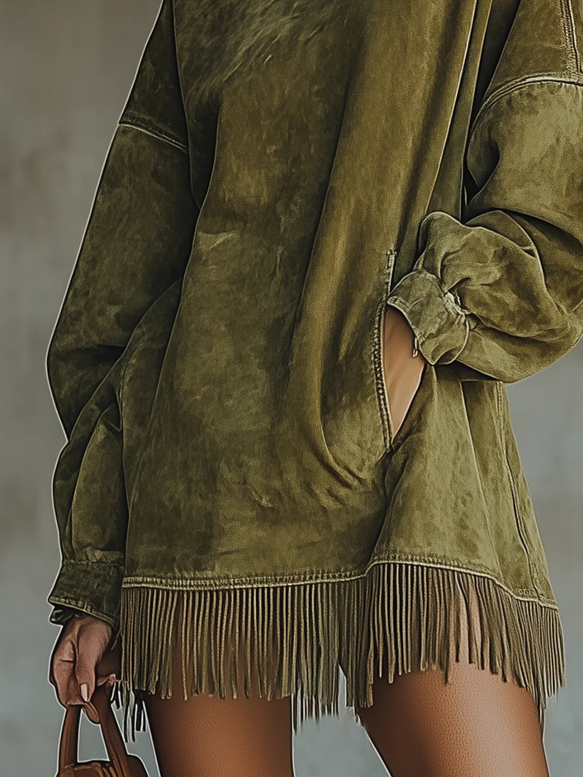 Sophia | Cozy Suede Fringe Dress