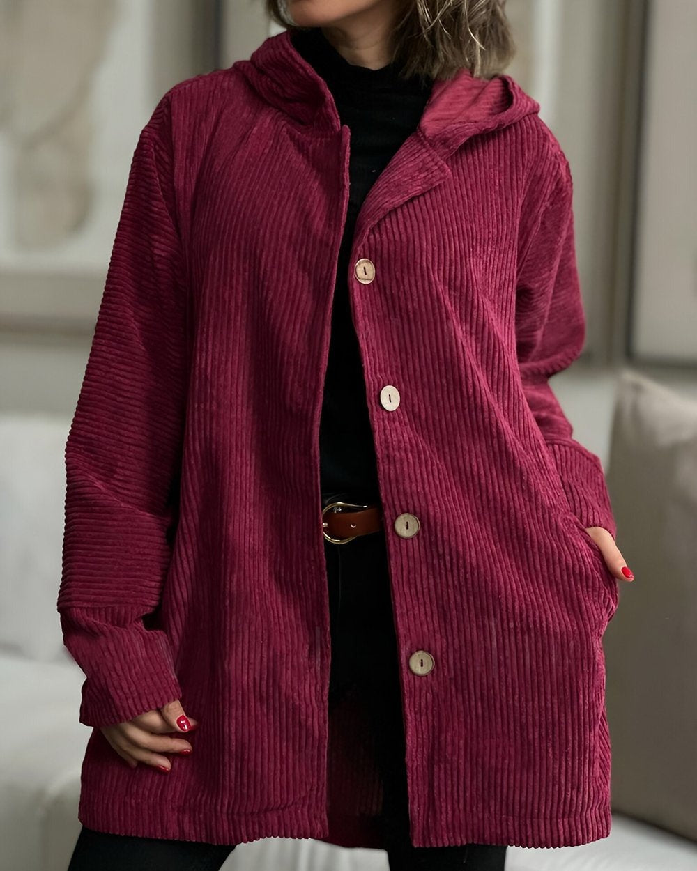 Helga | Cozy velvet jacket with hood