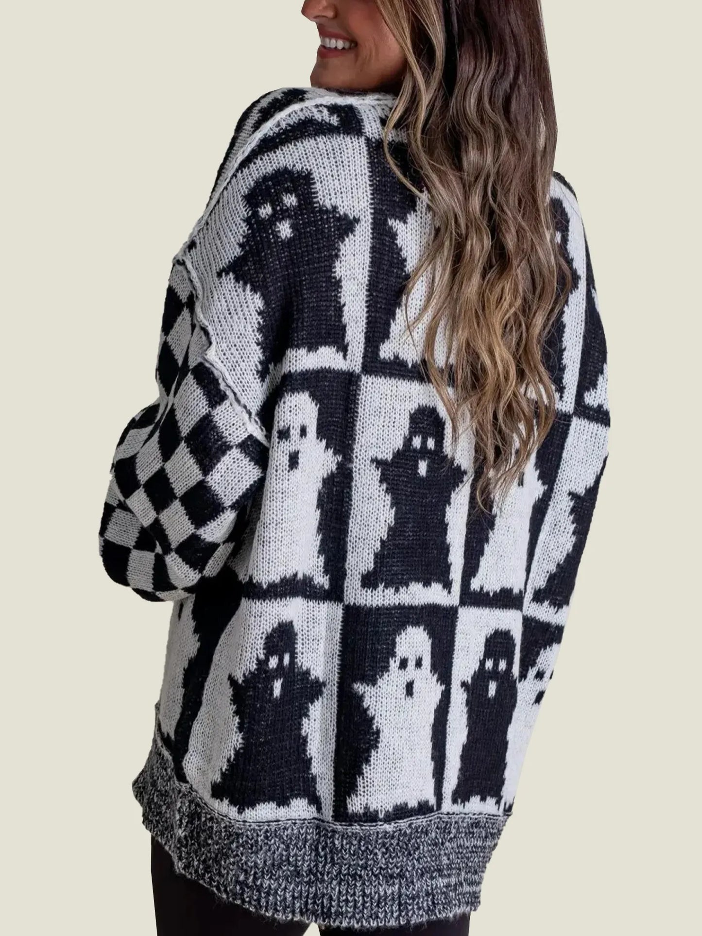 Spooky | Women's Halloween Checkered Sweater - Spooky Season