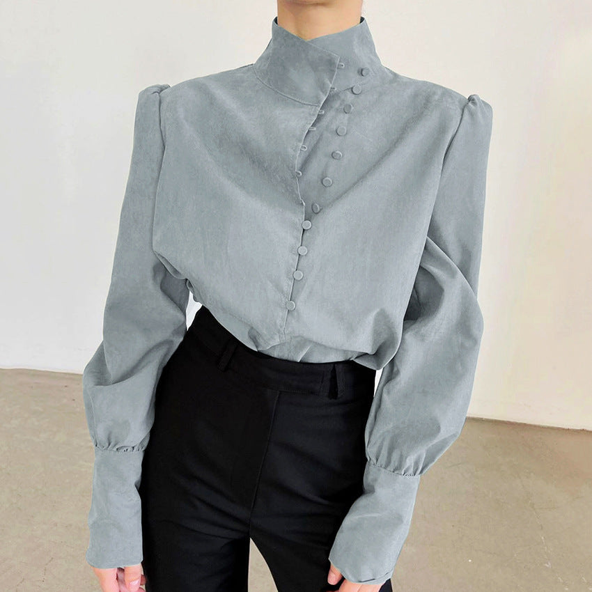 Dymph | Classy Button Front Long Sleeve Blouse
