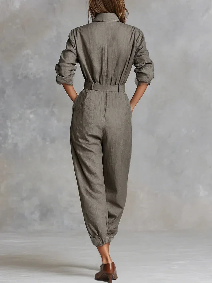 Lesly | Long-Sleeve Cotton-Linen Jumpsuit